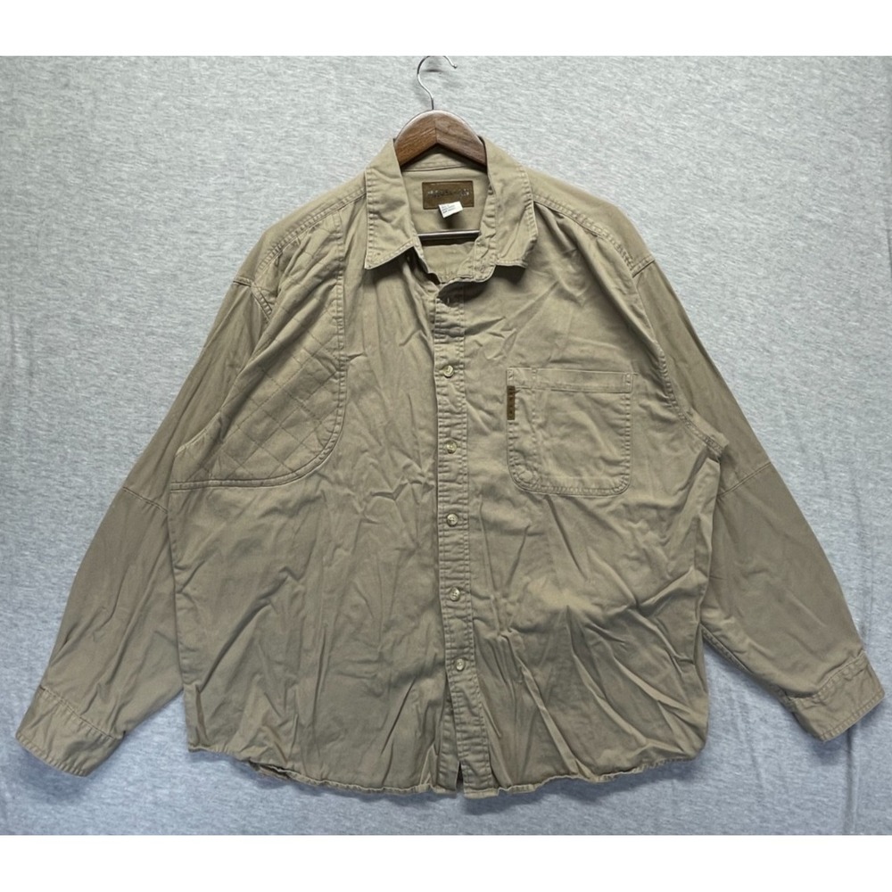 Magellan Sportswear Utility Shirt Mens 2XL Tan Cotton Button Up Workwear Rugged